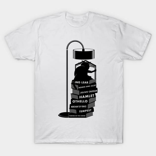 Cat Reading Shakespeare Books T-Shirt by mailboxdisco